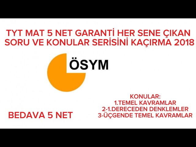 TYT MATEMATİKTE 5 NET Yapmak için KAÇIRMA HER SENE ÇIKAN AYNI KONU VE SORU TİPLERİ (2018 ) #maths  