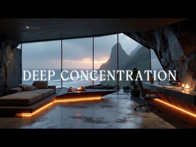 Deep Work Music | Ambient Focus Music For Coding And Deep Concentration In A Cliffside Cave Office