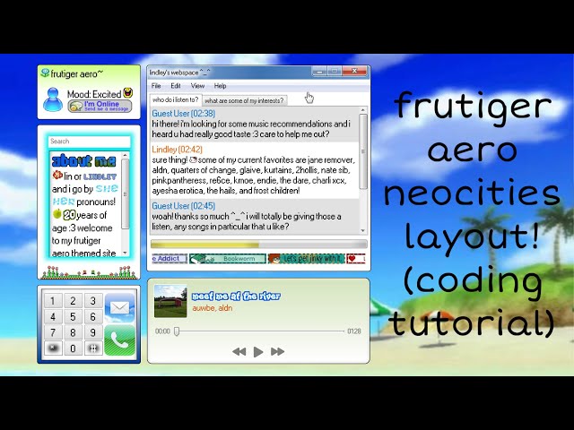 how to make this frutiger aero neocities layout - html & css tutorial