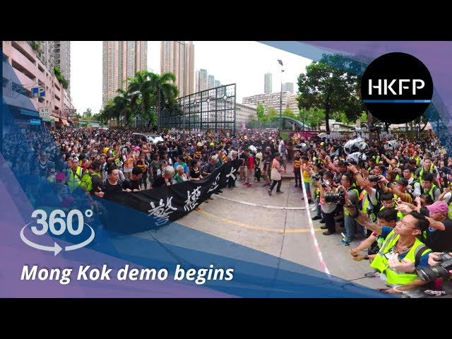 360° 4K Hong Kong protest: Demonstrators in Mong Kok begin march