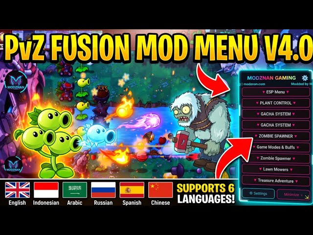 NEW! PvZ Fusion Mod Menu V4.0 (English Android - Multi-Language!)