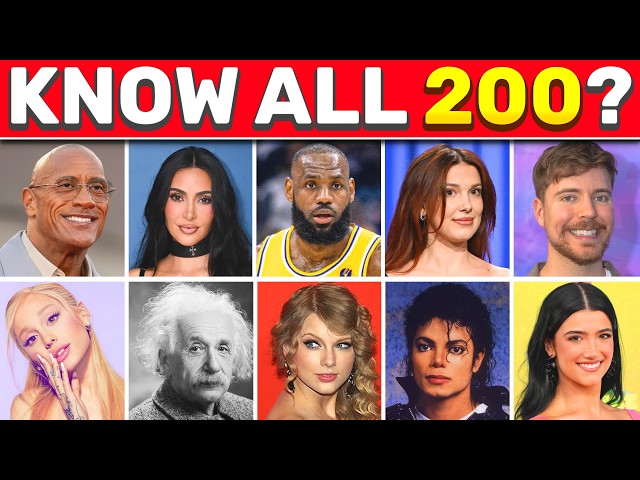 ⭐️ Can You GUESS the CELEBRITY in 3 Seconds? (200 Most Famous People)