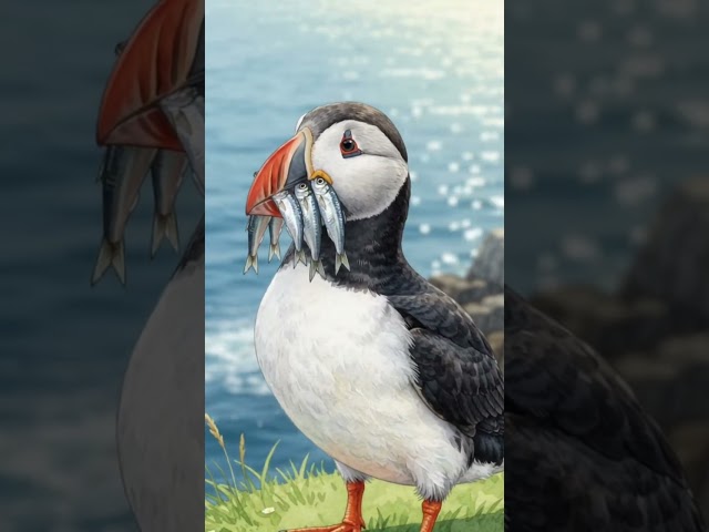 🐧🐟 How many fish can ONE tiny puffin carry?!Atlantic puffins have an amazing trick!