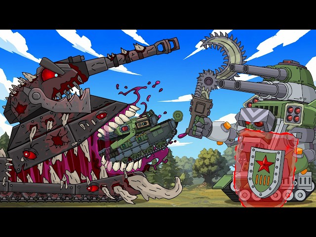 WHOEVER FIRES AT THE MONSTER — FEEDS IT! Ratte vs. Robo-Stalin and Parasite T-72. Tank cartoons