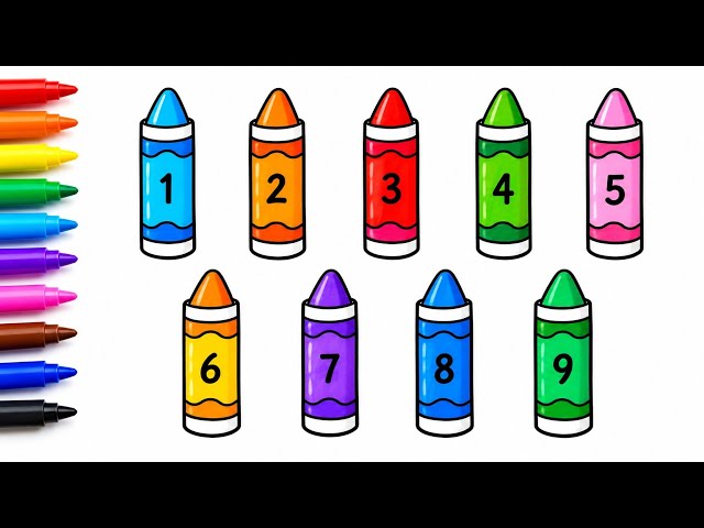 Learn Colors for Kids with Colorful Crayons Drawing | Colors & Counting Learning | Preschool