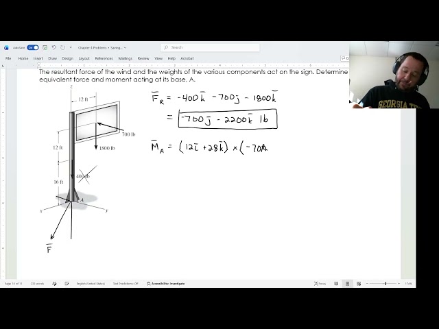 Engineering Statics: Equivalent force and moment of a 3D system