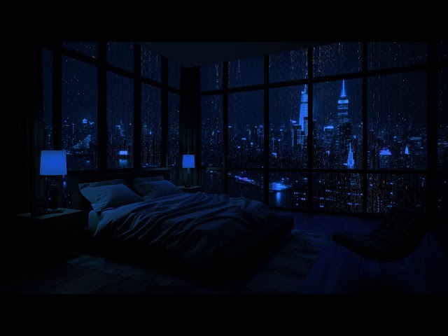 Rain Sounds Outside the Window at Night - Calm Night Ambience for Stress Relief and Sleep
