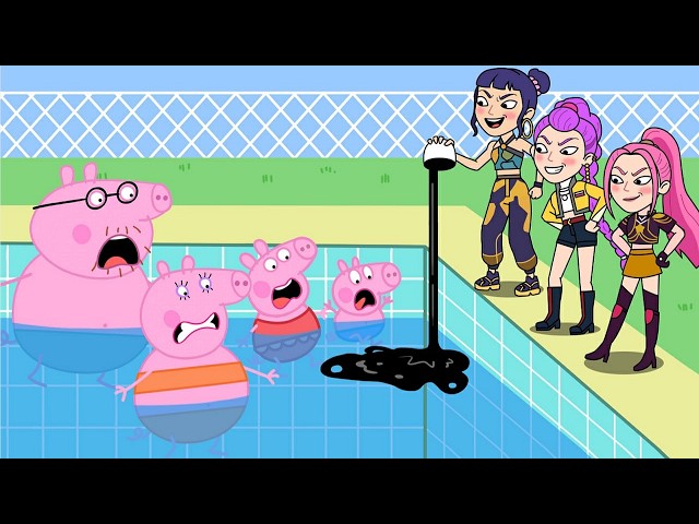 KPop Demon Hunters Attack Peppa's Swimming Pool - Peppa Parody Animation