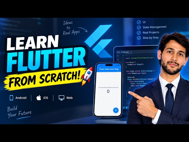Flutter Development Masterclass for Beginners | Build Your First Cross-Platform App with Dart