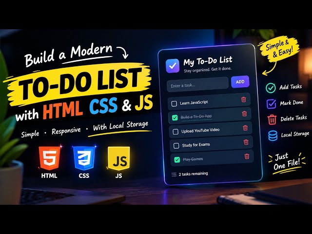 Build a Modern To-Do List with HTML, CSS & JavaScript | Beginner Project 🚀