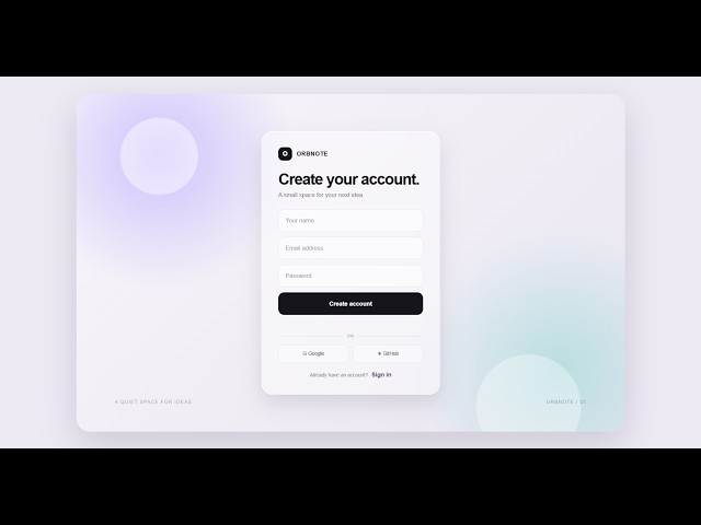 Login & Signup page using HTML , CSS | Orbnote | #1