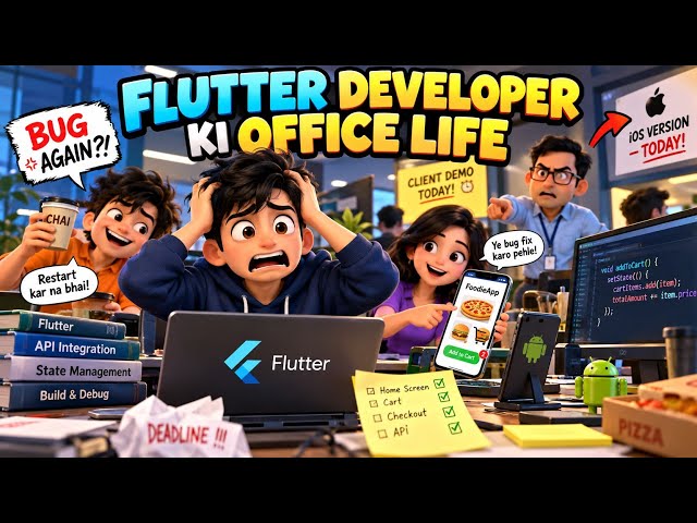 Flutter Developer Ki Office Life 😂💻 | Funny 3D Cartoon Story