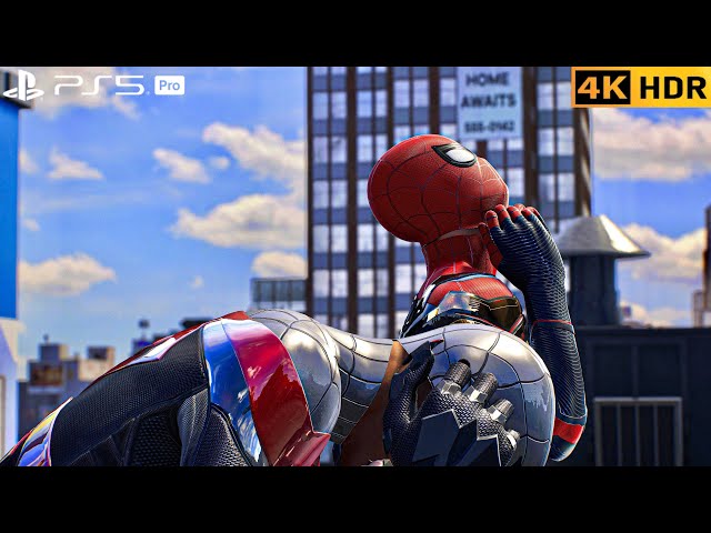 (PS5 PRO) Tom Holland joins Evil Prowler to Fight Sandman Spiderman 2 | 4K HDR |
