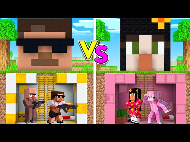 BOYS vs GIRLS UNDERGROUND BUNKER Build Challenge In Minecraft!