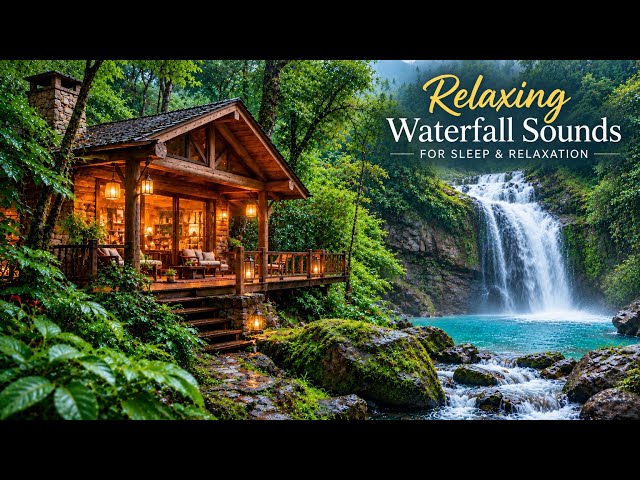 WATERFALL SOUNDS FOR DEEP SLEEP 💧🌿 | Peaceful Jungle Cabin Nature Ambience
