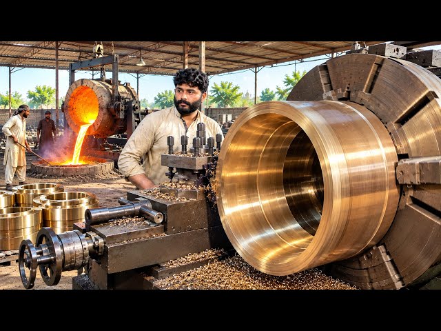 Incredible Manufacturing of Biggest Bush | Roller Machine Brass Casting Process