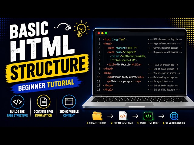 Basic HTML Structure Explained | HTML Tutorial for Beginners