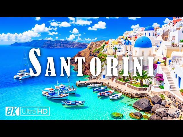 SANTORINI 8K Virtual Tour 🇬🇷 🏺 Oia, Imerovigli & Beautiful Aegean Island Escape ☀️