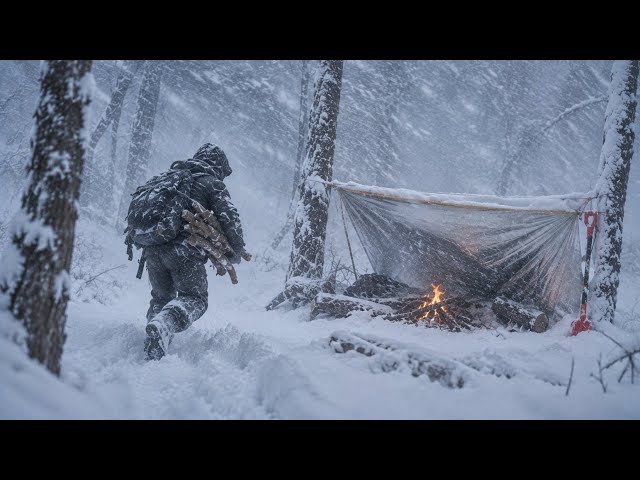 3 Nights Alone in a Brutal Snowstorm | No Tent, No Sleeping Bag , Just Fire!