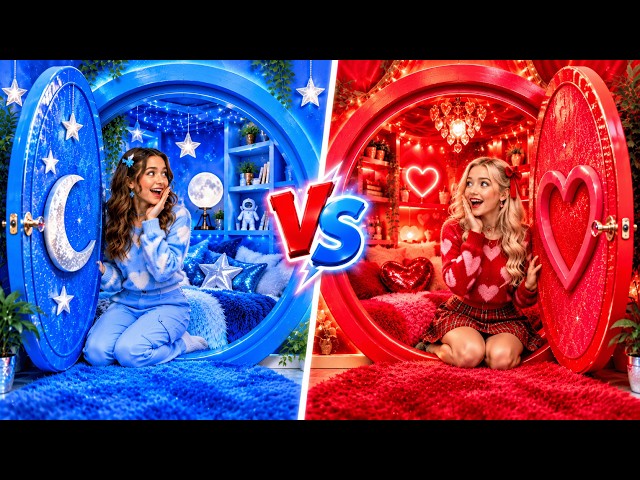 Building a Secret Room Under A Bed! Blue vs. Red Extreme DIY Challenge 🔵🔴 by 123 GO! GOLD