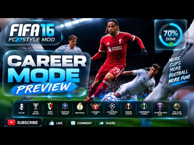 FIFA 16 Android Career Mode | FC27Style Mod 70% Complete 🔥 | UCL + FA Cup + Club World Cup