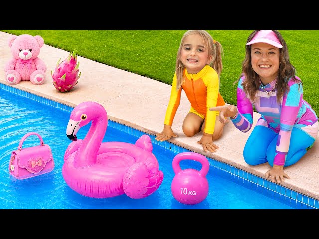 Will It Sink or Float? Alice Tests Pink Toys in the Pool!