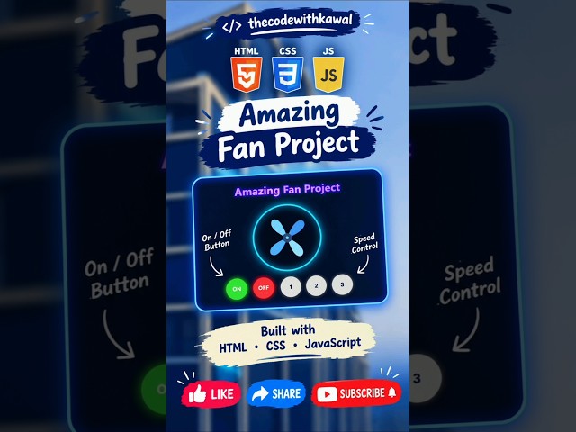 🔥 Amazing Fan Project Using HTML CSS & JavaScript | Beginner Web Development Project #shorts