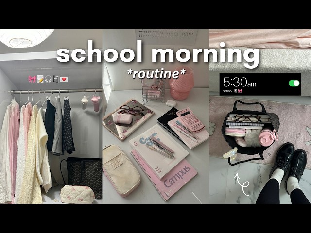 grwm: SCHOOL MORNING ROUTINE 📝🎀 *realistic*