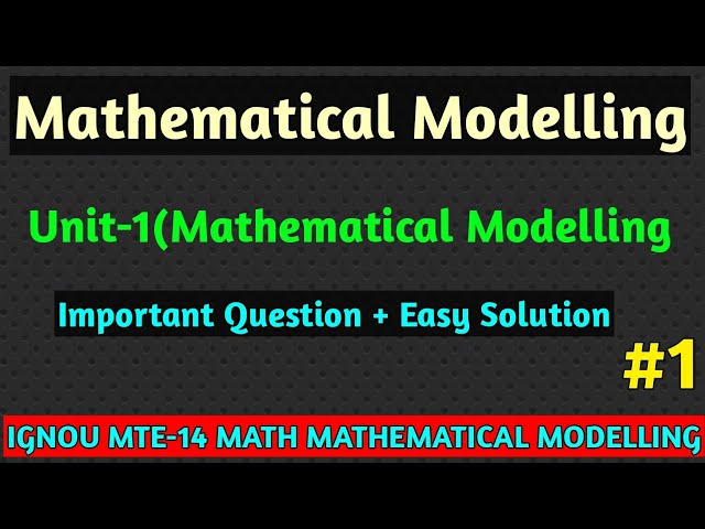 MTE 14 IGNOU Math | Unit 1 Mathematical Modelling in Hindi