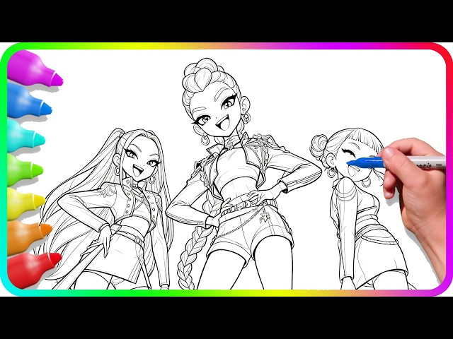 How To Draw Kpop Demon Hunters | Rumi, Mira, and Zoey: Ultimate Stage Stance | NCS Music