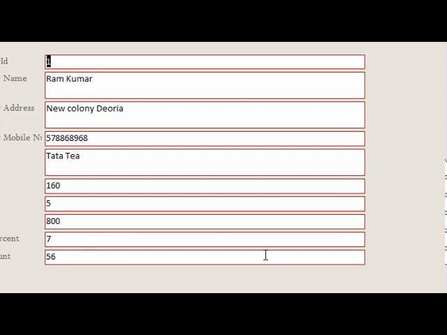 How to create bill on ms access in hindi