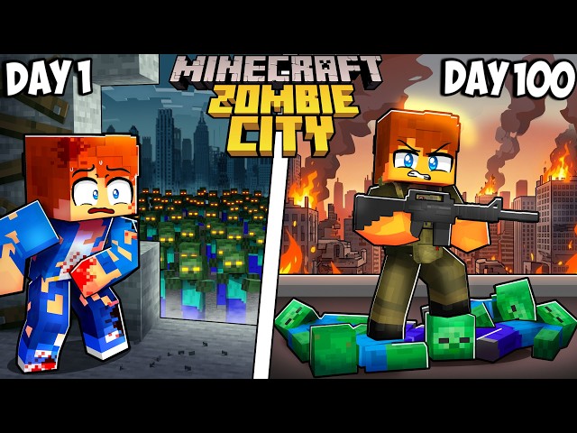 I Survived 100 Days in a ZOMBIE CITY in Minecraft!