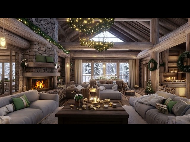 Serene Christmas Ambience Of Snow And Firelight Creating Peaceful Comfort And Festive Relaxation
