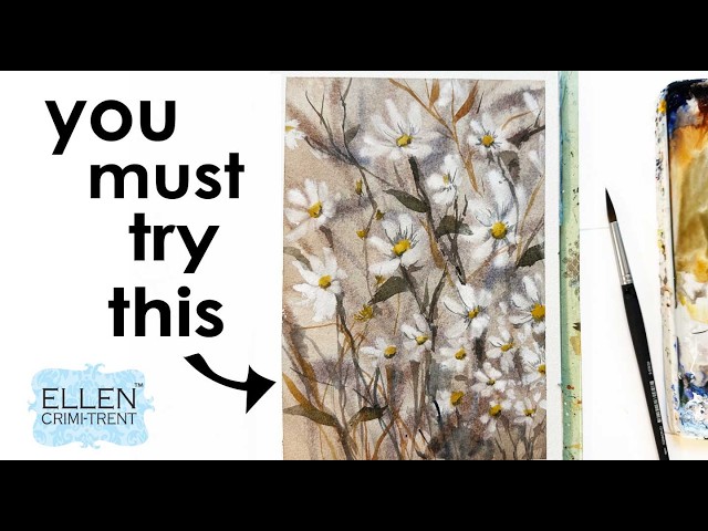 Try this white watercolor flower tutorial