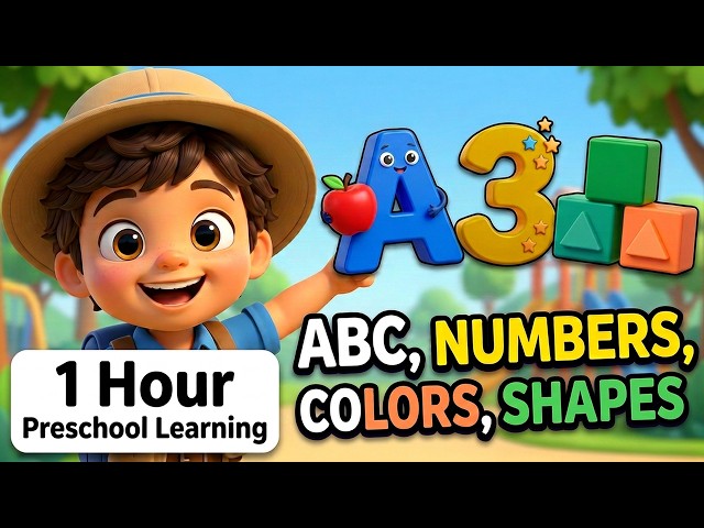 1 Hour Preschool Learning for Kids 🌈 ABC, Numbers, Colors & Shapes | Educational Videos for Toddlers