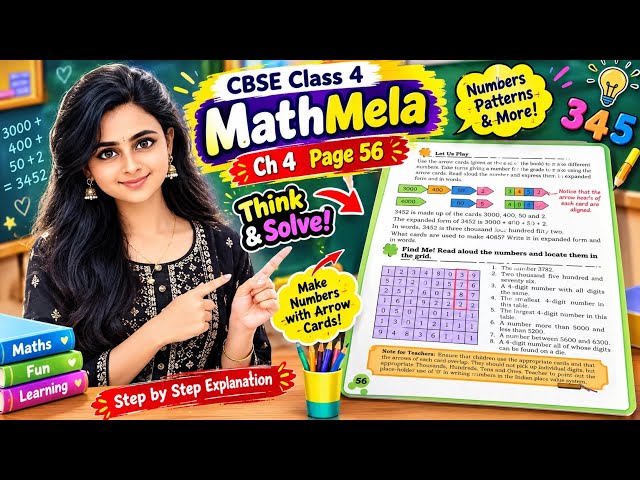 CBSE Class 4 Maths MathMela Ch 4 Page 56 | Make Numbers with Arrow Cards & Place Value 🔥