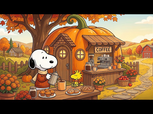 Morning Coffee at Snoopy’s Pumpkin Coffee 🎃 Pumpkin House Coffee Shop & Smooth Jazz