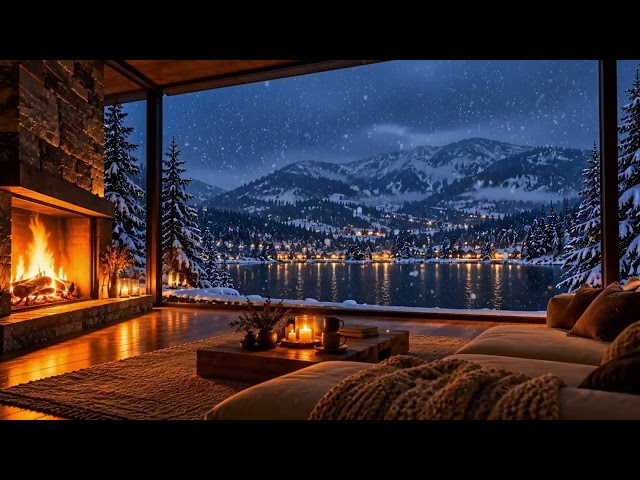Cozy Fireplace & Snowfall ❄️ 10 Hours of Relaxing Winter Ambience | 4K