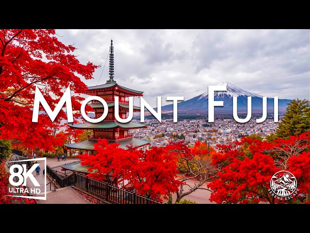 Mount Fuji Autumn 8K 🍁 Red Maple Leaves, Lake Kawaguchi & Peaceful Japanese Scenery
