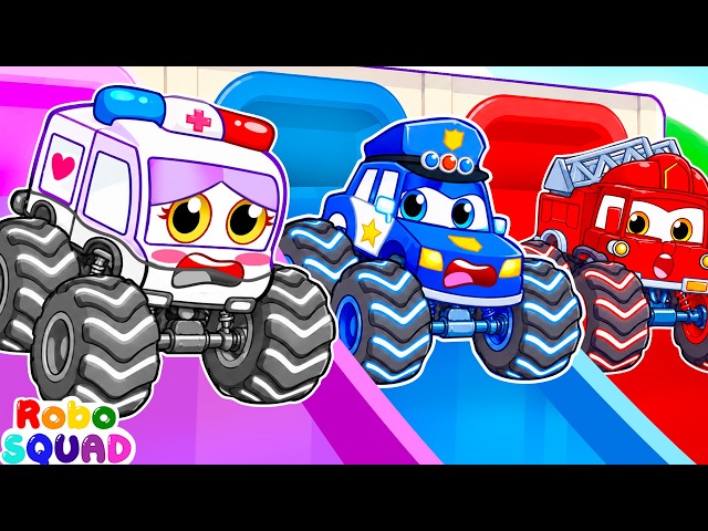 Learn Colors | Super Rescue Team Help Friends 🚓🚒🚑 Funny Nursery Rhymes & Kids Songs | RoboSquad