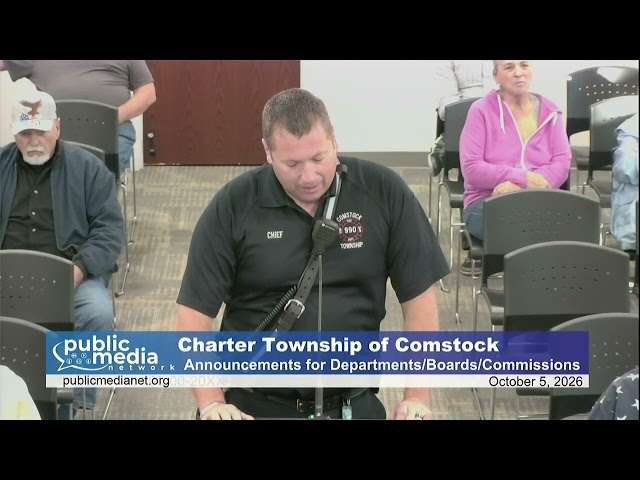Comstock Township - Township Board - October 5, 2026 Meeting