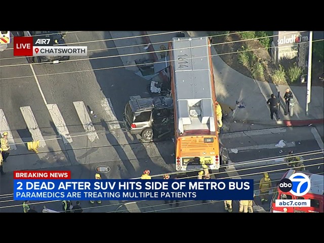 2 people dead, 6 injured after SUV slams into side of Metro bus in Chatsworth