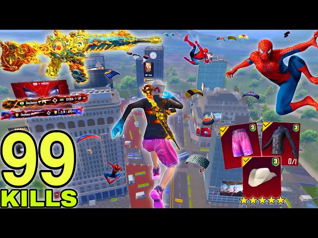 99 KILLS!!😱 IN TWO GAME SPIDERMAN PROMOTION MATCH WORLD RECORD in NEW SEASON🔥 Pubg Mobile