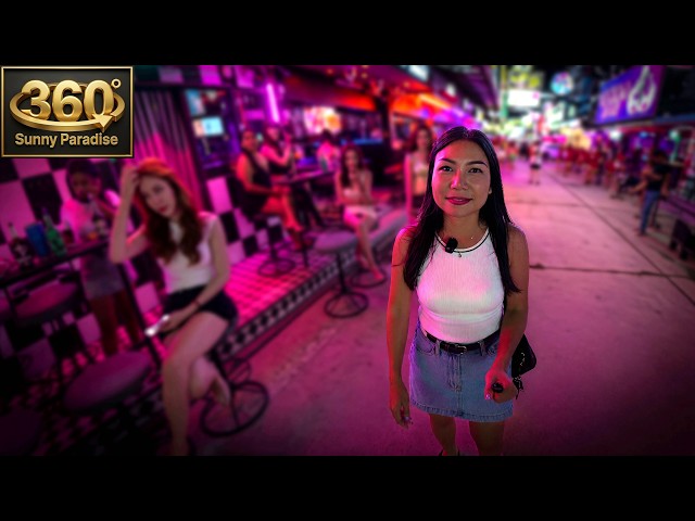 [8K 360° VR] Pattaya Nightlife: Neon Lights and Open-Air Bars of Soi 6