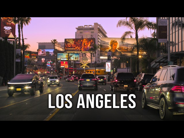 Driving Los Angeles Sunset 4K - The Valley to Hollywood