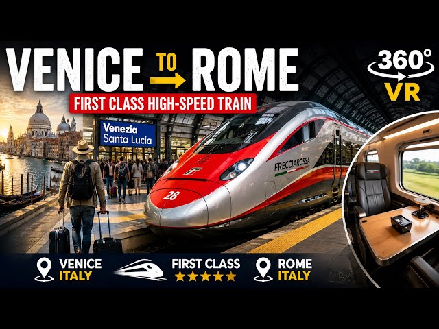 360° VR First Class High-Speed Train | Venice to Rome Walking Tour & Boarding Experience