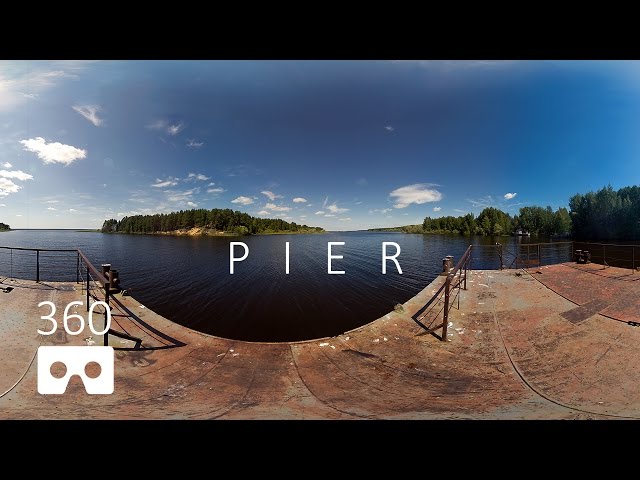 Pier landscape in ultra high resolution. Panorama video 360 degree in 8k