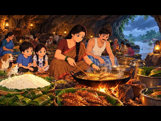 The Great Flood: A Family Finds Shelter in a Cave | 2D Anime Village Life