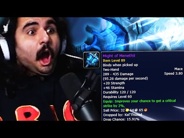 Esfand gets the BEST Weapon in Classic WoW... Might of Menethil