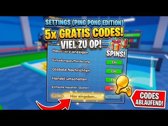 Ping Pong Training 🏓 ALLE NEUEN CODES! (Roblox 2026